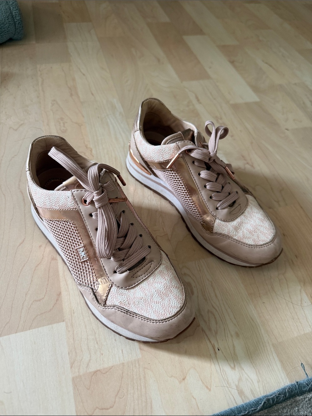 Michael Kors Women's Rose Beige Sneakers with Metallic Accents